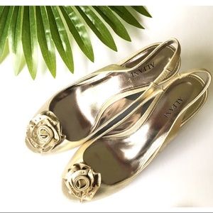 Alfani Sandals Back Strap Leather In Gold Size 7